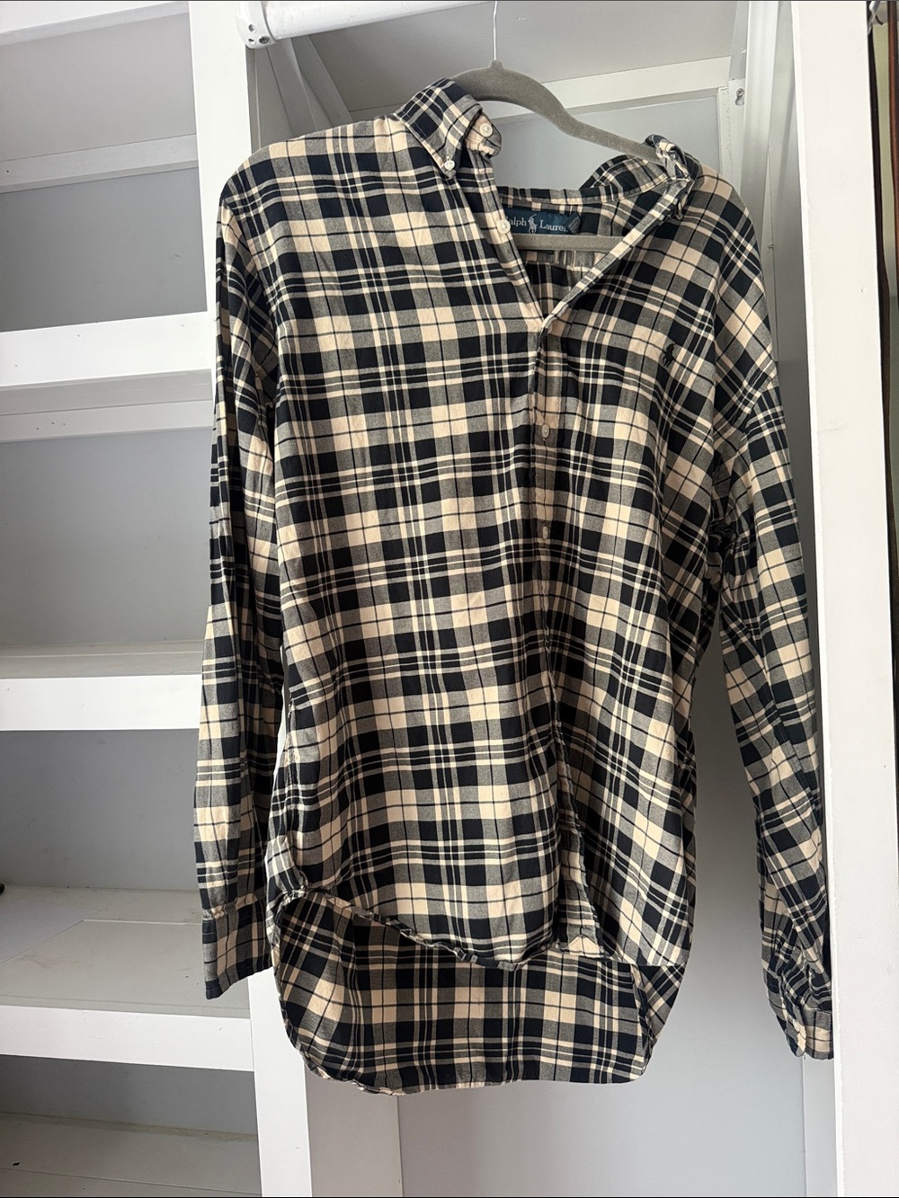 Ralph Lauren Black & Cream Plaid Button-Down Shirt